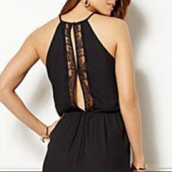 Black Jumpsuit with Lace Back - Picture 2 of 3